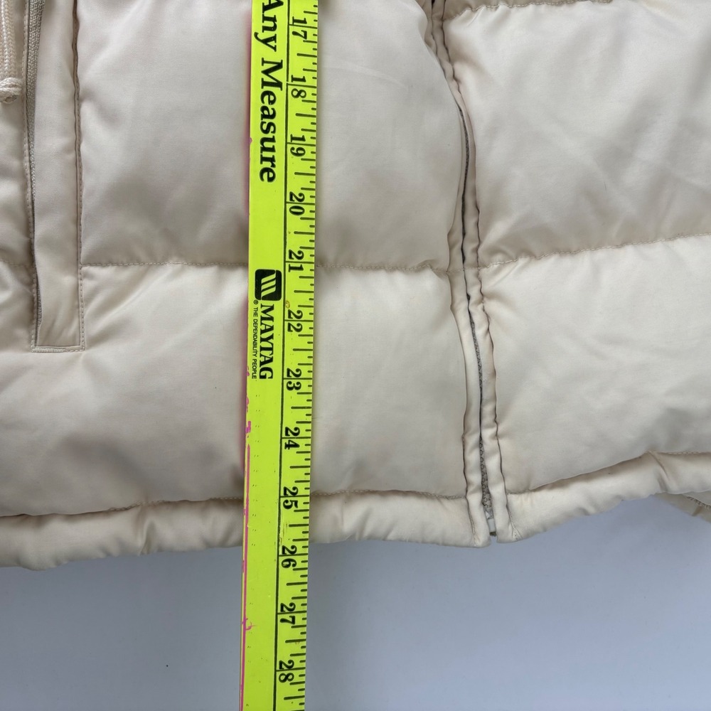 Abercrombie Womens Cream Puffer Jacket Full Zip Goose Down Insulated Size M - Picture 8 of 8
